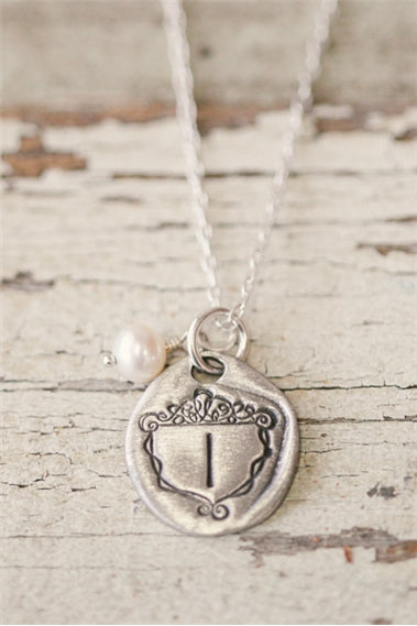 Petite Family Crest Necklace {Pewter}