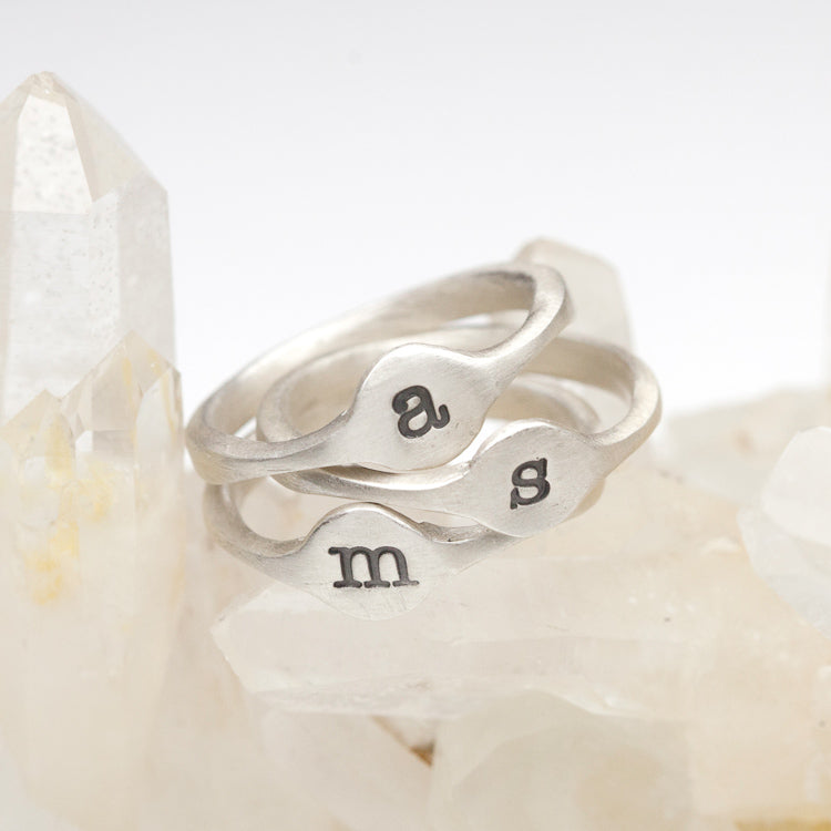 Initial Stacking Ring {Sterling Silver}