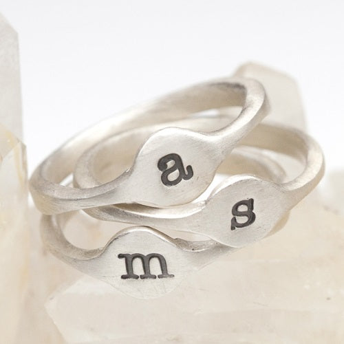 Initial Stacking Ring {Sterling Silver}