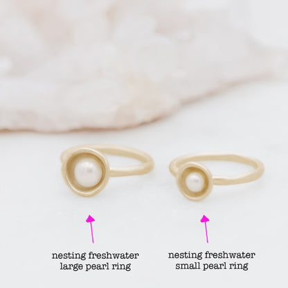 Nesting Freshwater Small Pearl Ring {10k Gold}