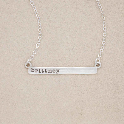 sterling silver personalized cross bar necklace customized with name or phrase