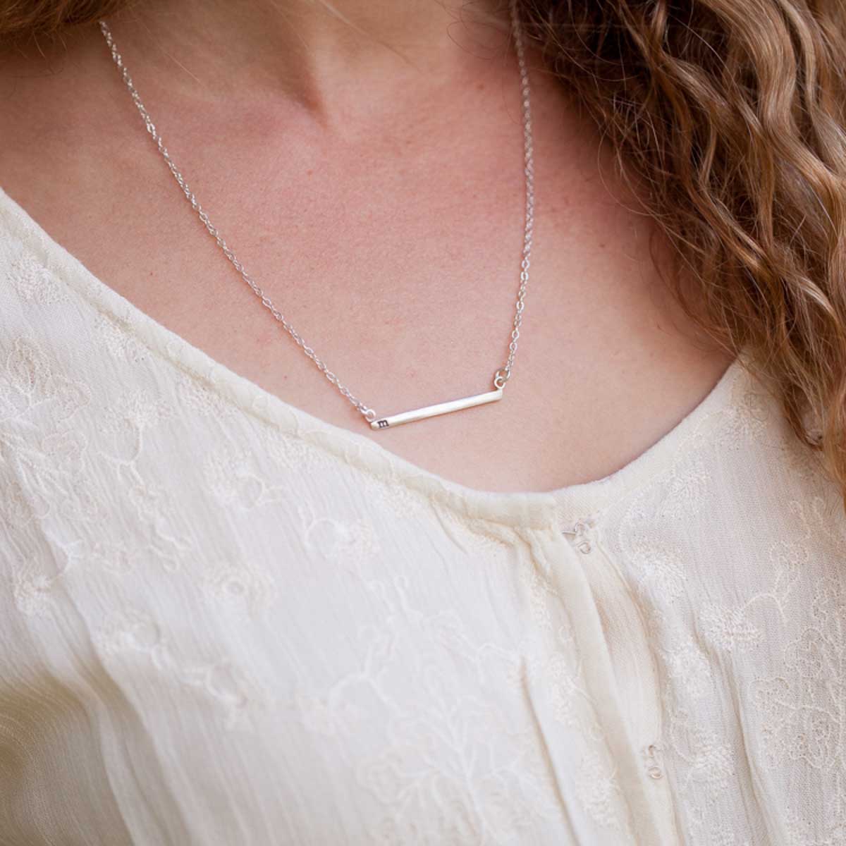 Personalized Cross Bar Necklace {Sterling Silver}