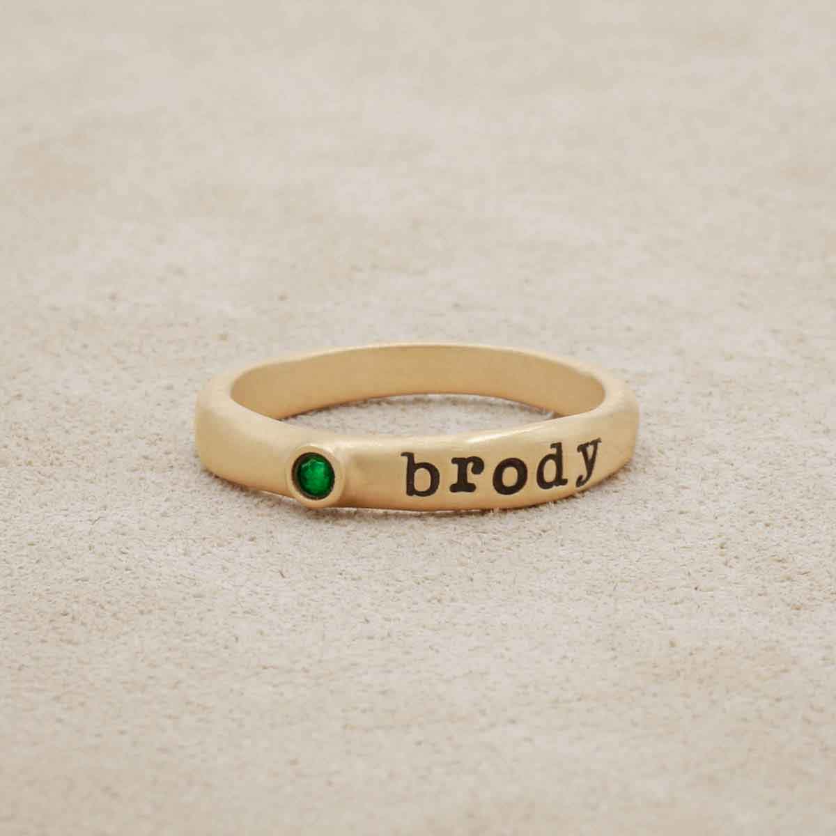 Personalized passage ring handcrafted in 10k yellow gold with your choice of birthstone