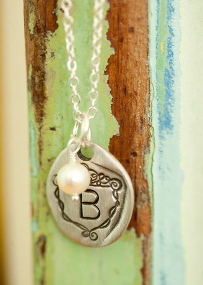 Petite Family Crest Necklace {Pewter}