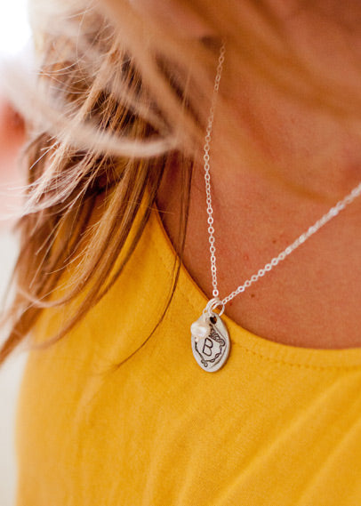 Petite Family Crest Necklace {Pewter}