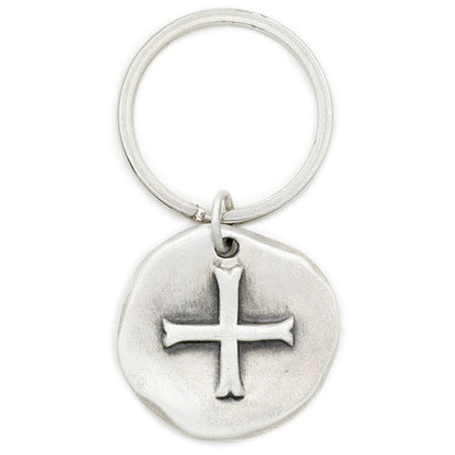 (STERLING SILVER) ROMAN CROSS COIN KEY RING