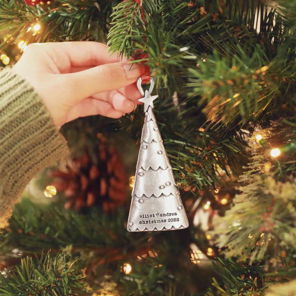 Scalloped Christmas Tree Ornament {Pewter}