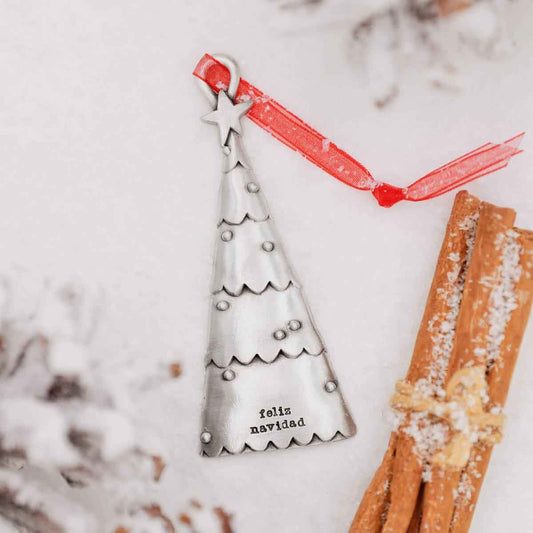 Scalloped Christmas Tree Ornament {Pewter}