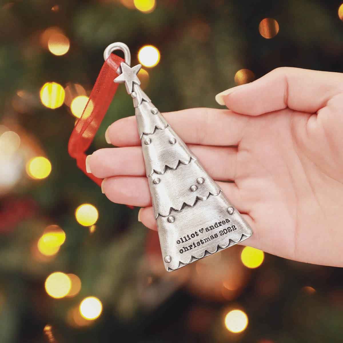 Scalloped Christmas Tree Ornament {Pewter}