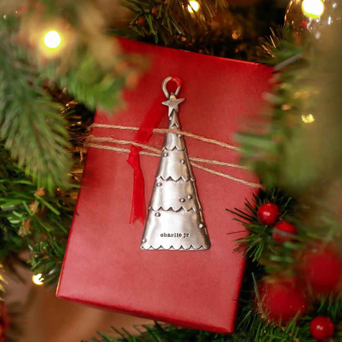 Scalloped Christmas Tree Ornament {Pewter}