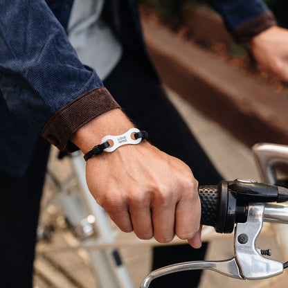 Linked Together Leather Bracelet (Sterling Silver)