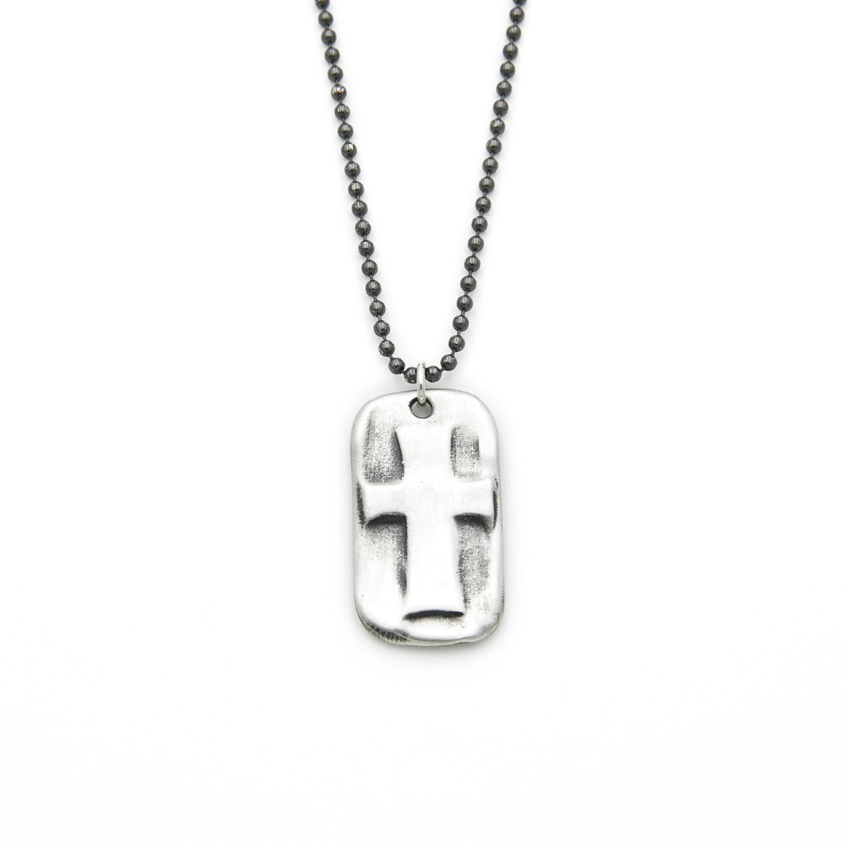 Prevail Cross Dog Tag Necklace [Sterling Silver]