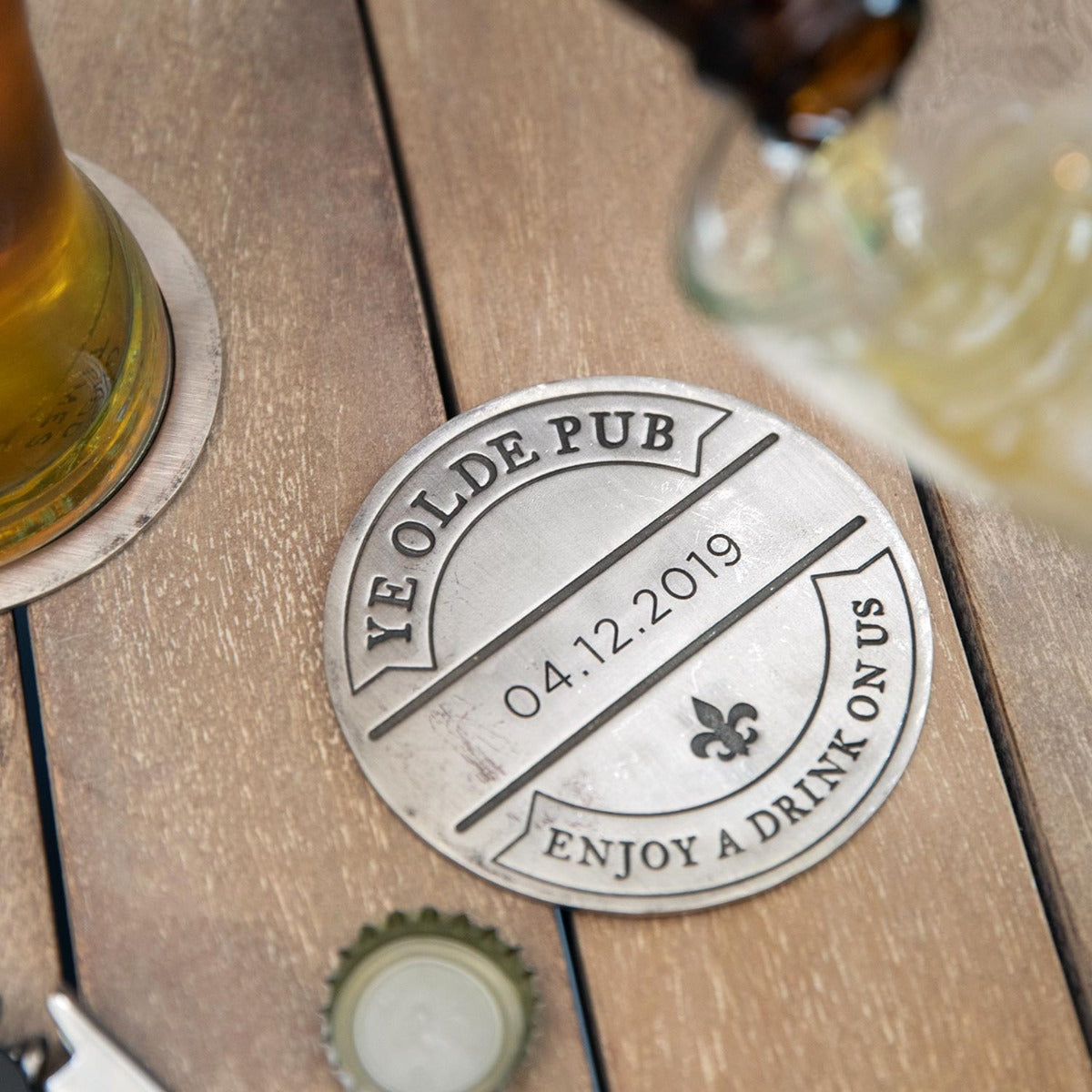 Relax + Enjoy Pub Coaster Set [Pewter]