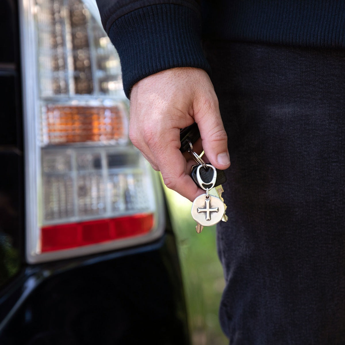 (STERLING SILVER) ROMAN CROSS COIN KEY RING