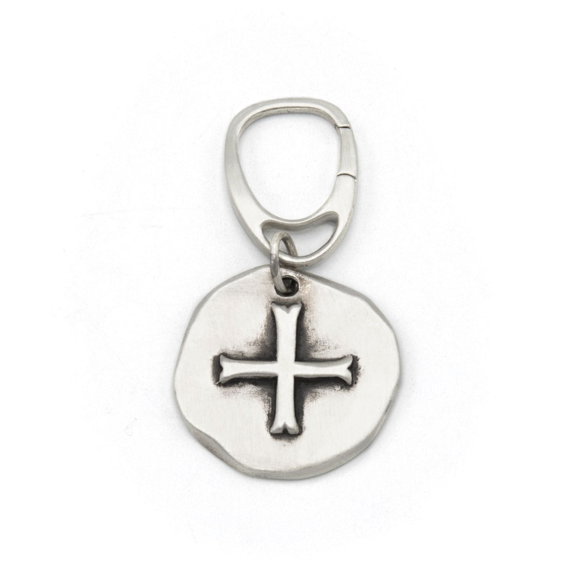 (STERLING SILVER) ROMAN CROSS COIN KEY RING