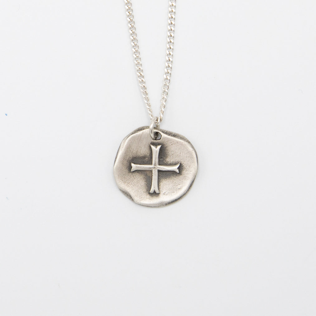 Roman Cross Coin Necklace (Sterling Silver)