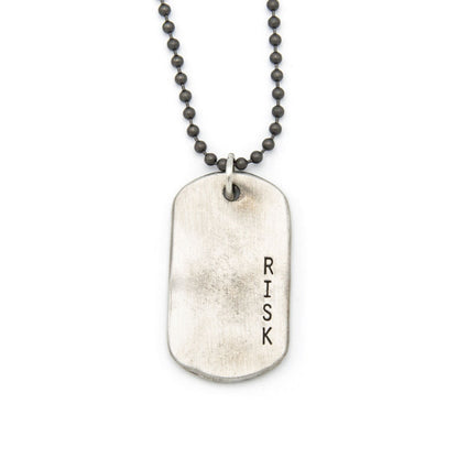 Take Risk Dog Tag Necklace [Pewter]