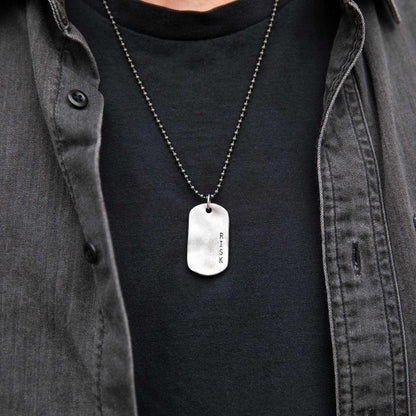 Take Risk Dog Tag Necklace [Pewter]