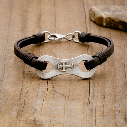 Linked Together Cross Bracelet [Black]