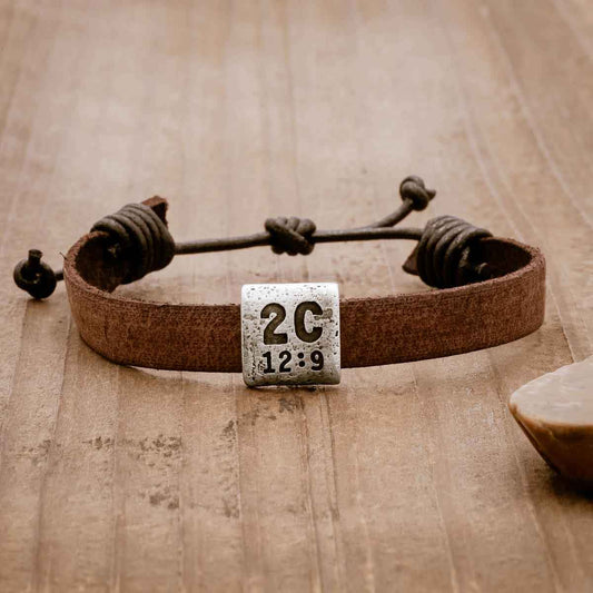 Equitable Leather Verse Bracelet with brown latigo leather