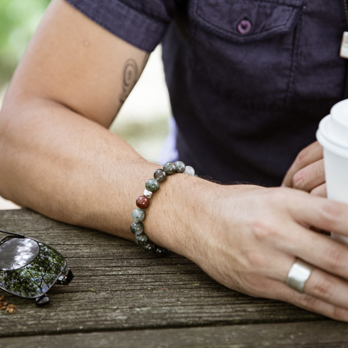 Blood Stone Beaded Bracelet