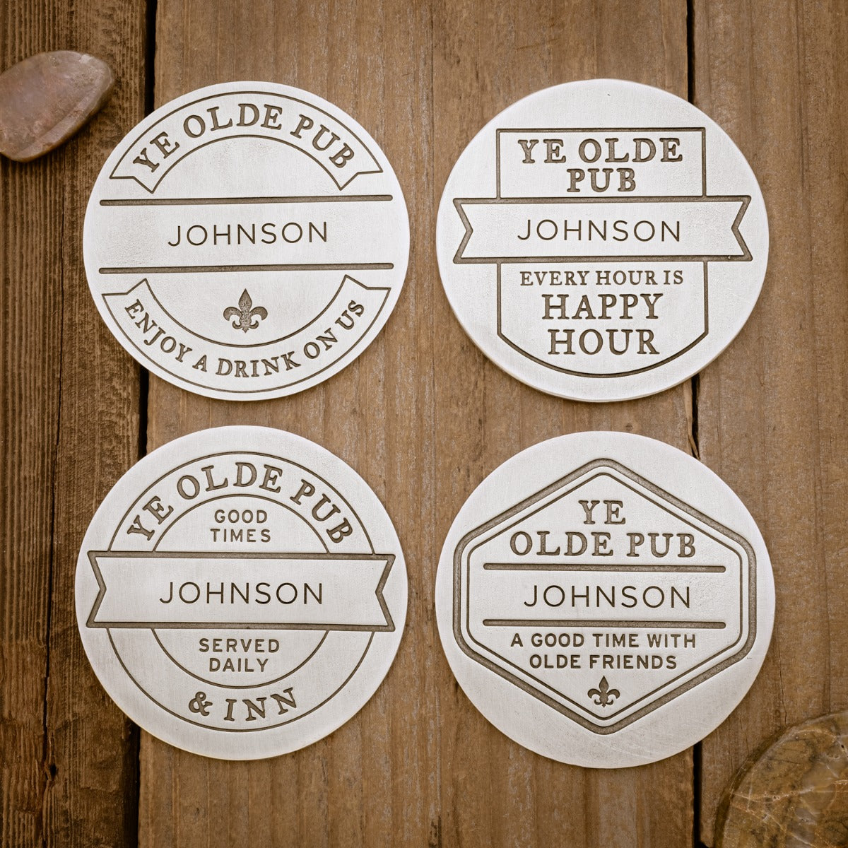 Relax + Enjoy Pub Coaster Set [Pewter]