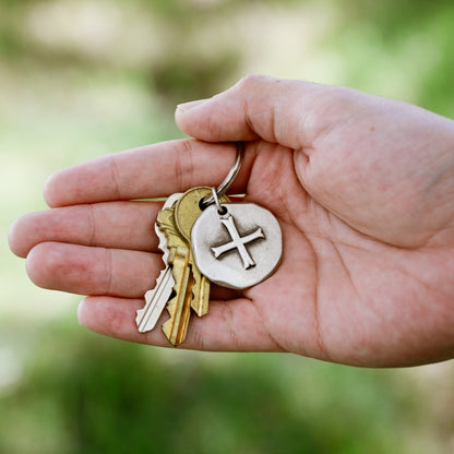 (STERLING SILVER) ROMAN CROSS COIN KEY RING