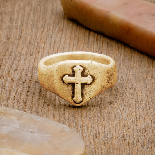 Faith Hope & Love Cross Signet Ring [10k Gold]