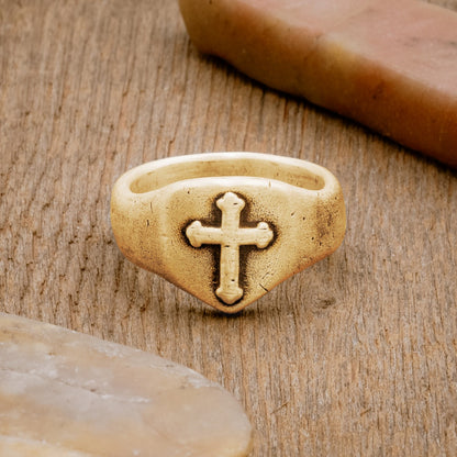 Faith Hope & Love Cross Signet Ring [14k Gold]