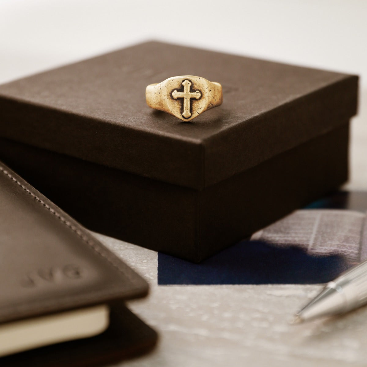 Faith Hope & Love Cross Signet Ring [10k Gold]