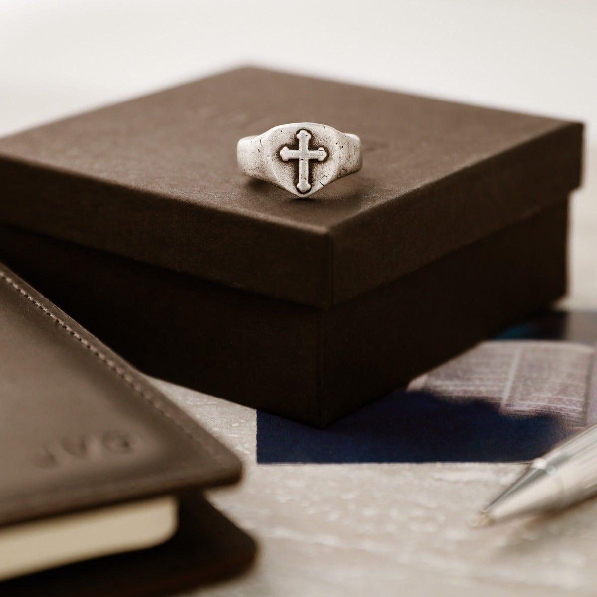 Faith Hope & Love Cross Signet Ring [Sterling Silver]