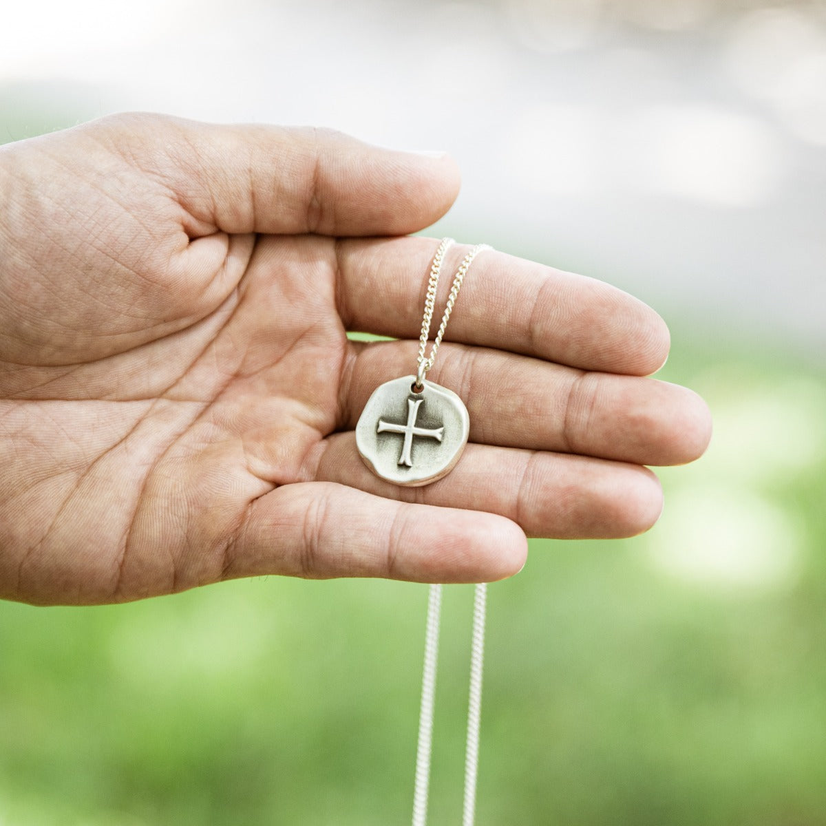 Roman Cross Coin Necklace (Sterling Silver)