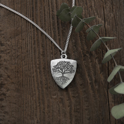 Family Tree Shield Necklace [Sterling Silver]