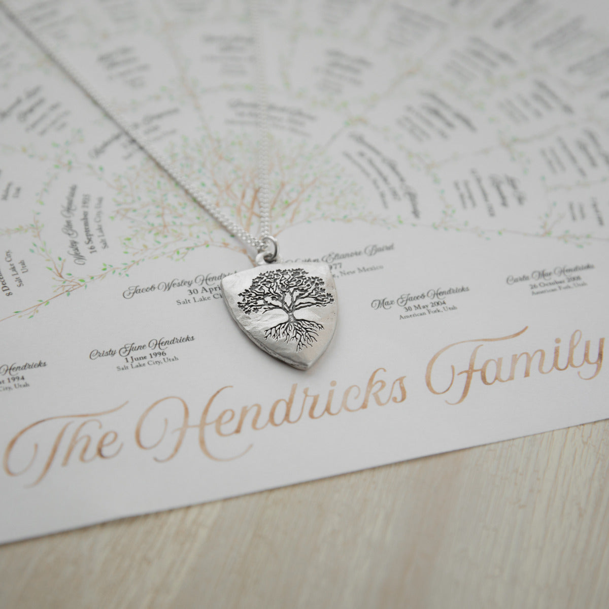 Family Tree Shield Necklace [Sterling Silver]