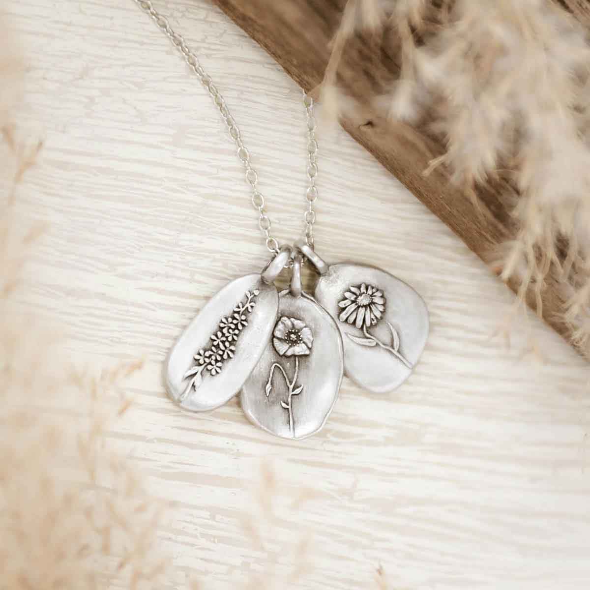 September Birth Flower Necklace {Pewter}