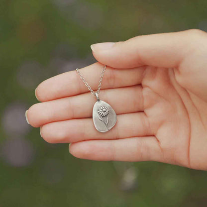 pewter September Birth Flower necklace with 18" link chain