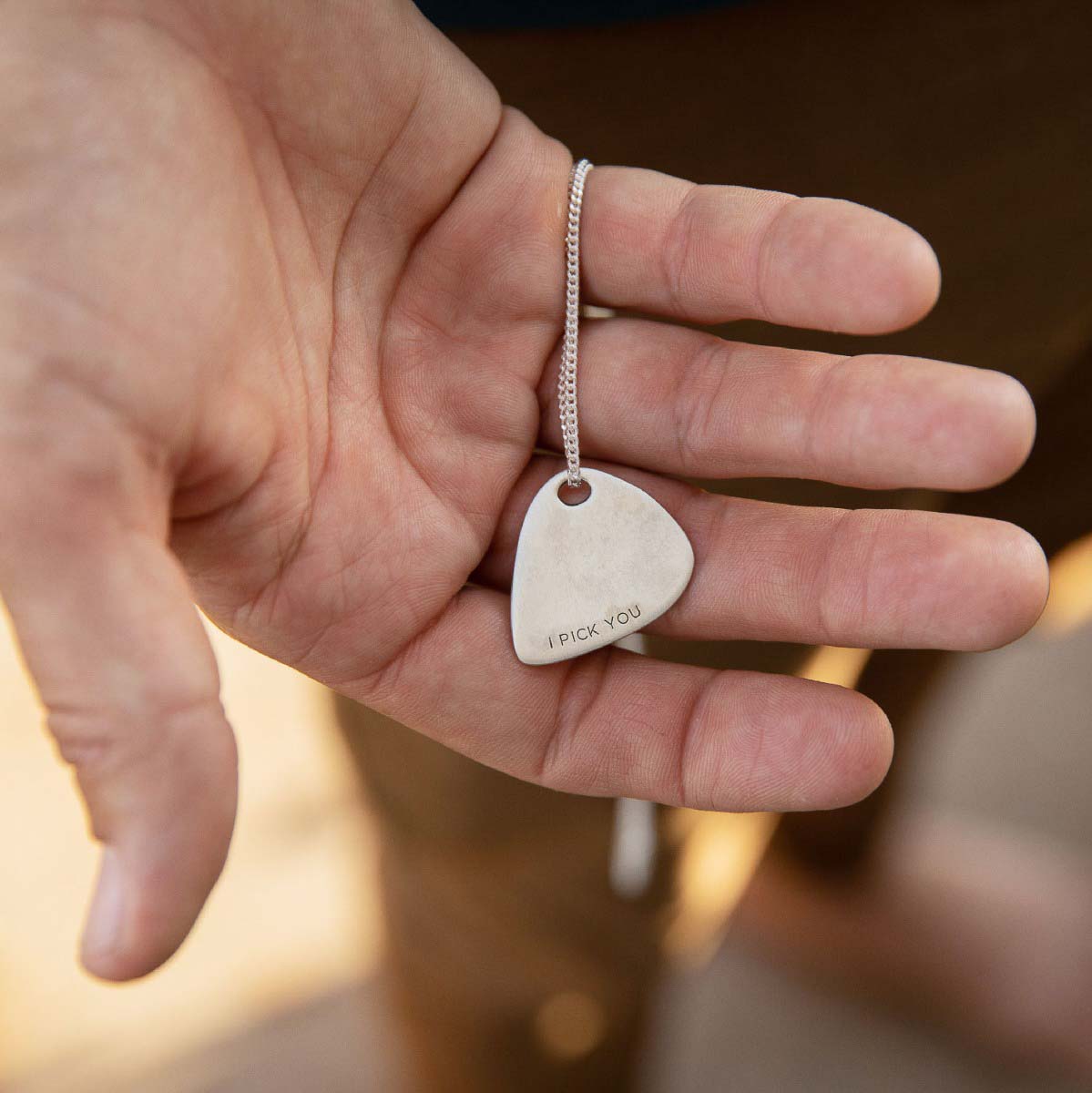 Shaper's Sterling Silver Guitar Pick Necklace