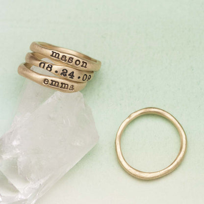 Personalized 10k yellow gold stackable name rings 