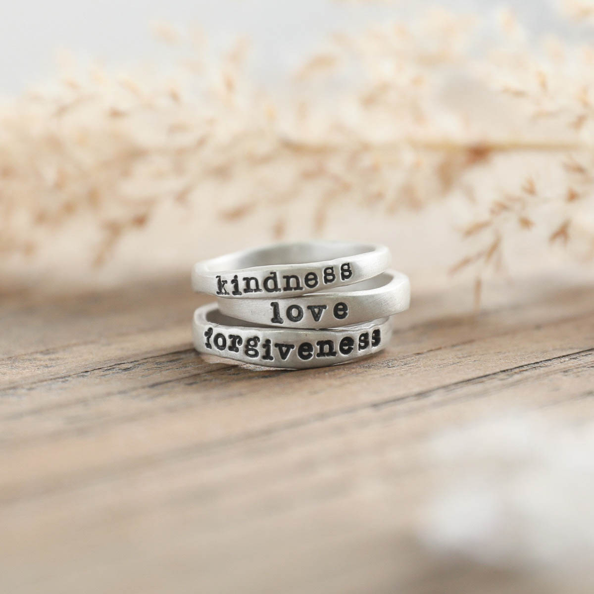 Stacking Name Ring Trio {Sterling Silver}