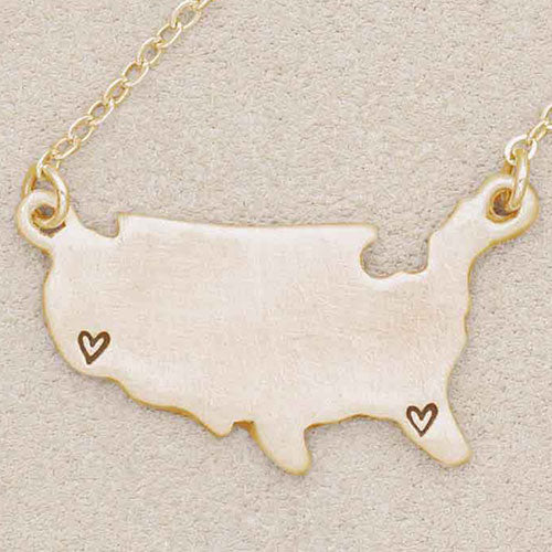 10k yellow gold state of my heart necklace