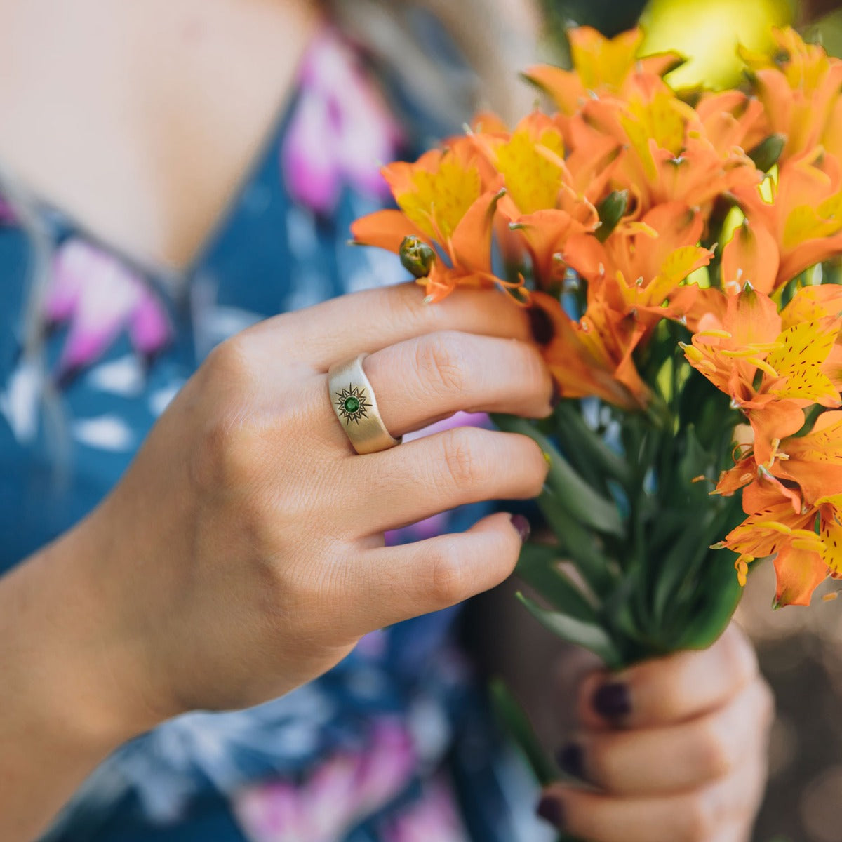 Sunburst Birthstone Ring {10k Gold}