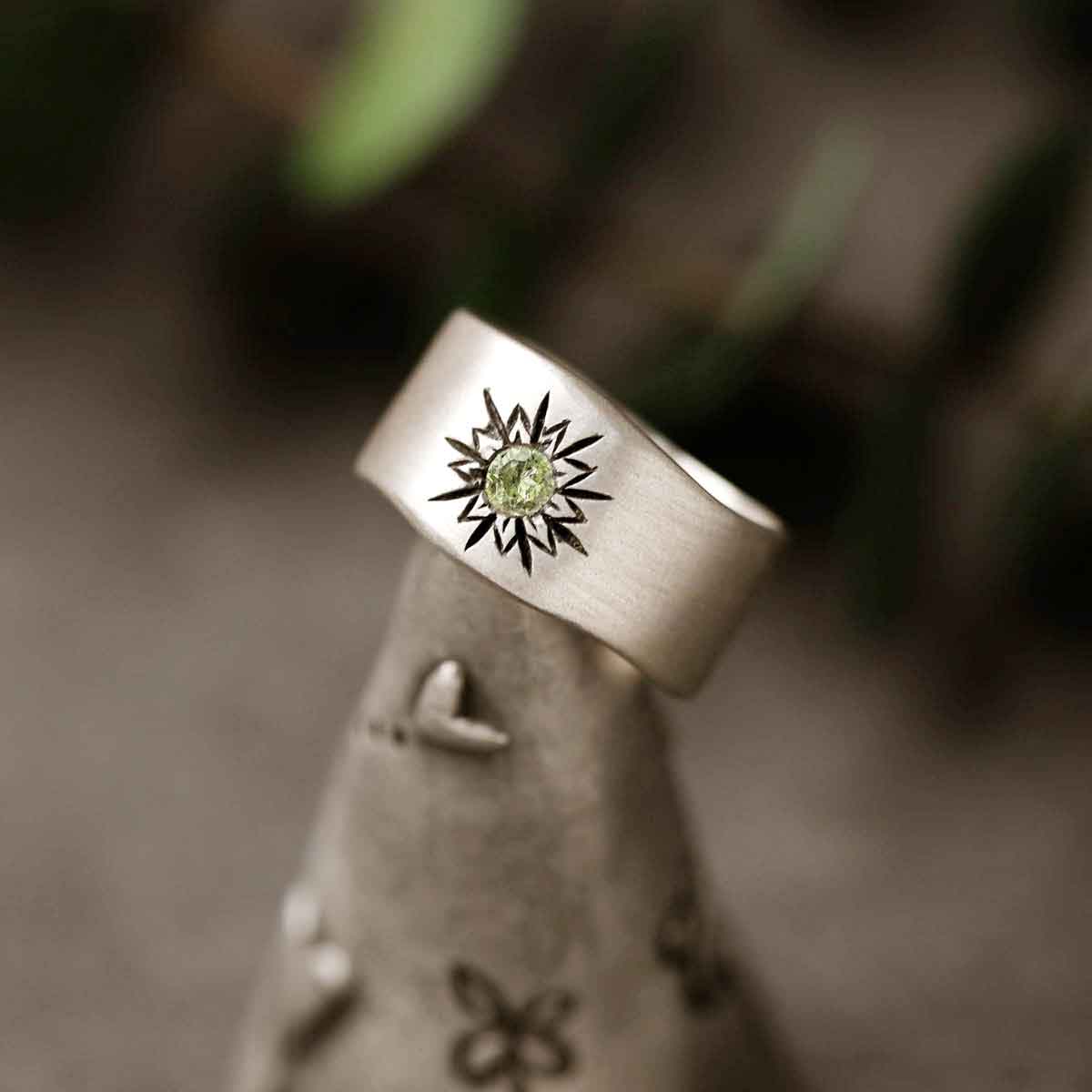 Sunburst Birthstone Ring {Sterling Silver}