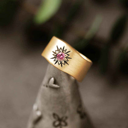 Sunburst Birthstone Ring {10k Gold}