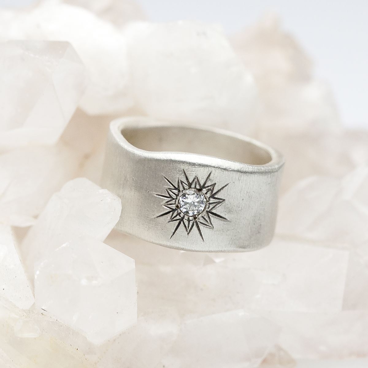 Sunburst Diamond Ring {Sterling Silver}