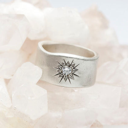 Sunburst Diamond Ring {Sterling Silver}