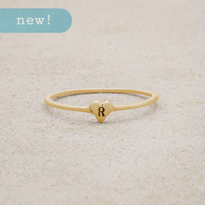 Sweet Love Initial Ring - One Heart {10k Gold}