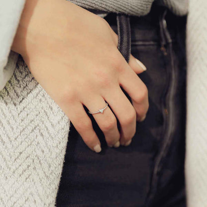 girl wearing a sterling silver sweet love ring - one heart 