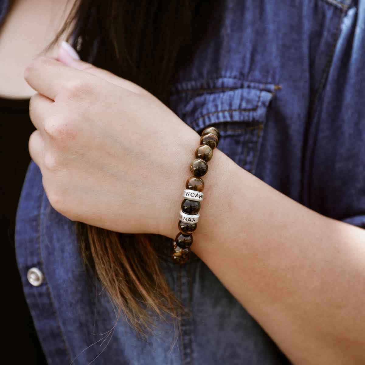 Tiger Eye Beaded Name Bracelet