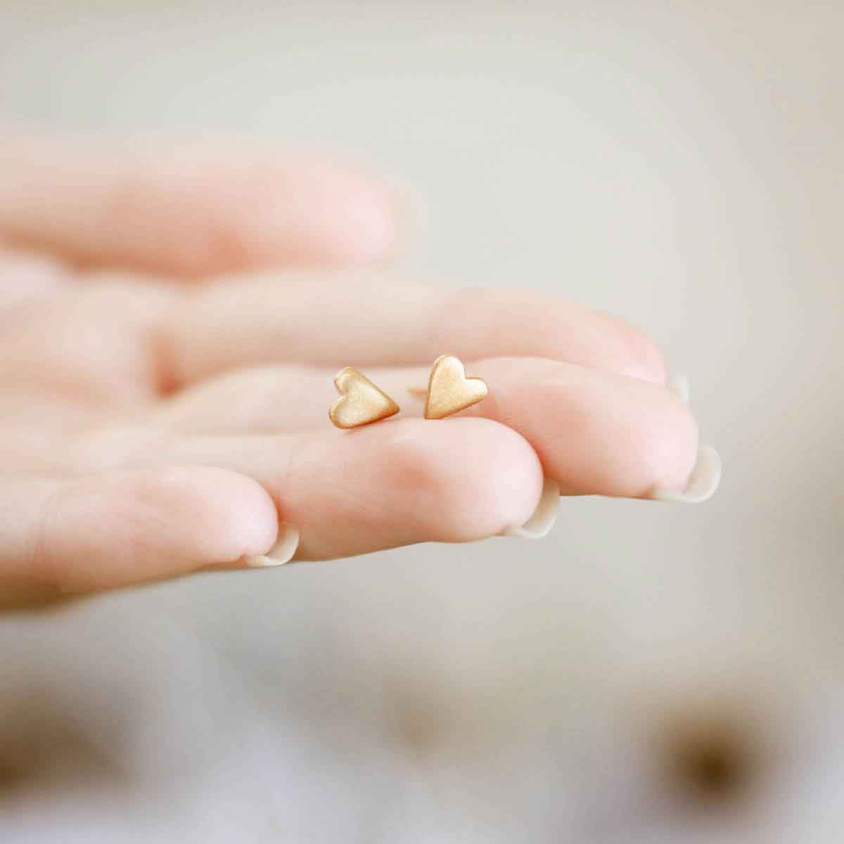 Tiny Heart Stud Earrings {Gold Vermeil}