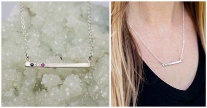 Cross Bar Birthstone Necklace {Sterling Silver}